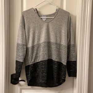 Sunday Gray Color Block Hooded Sweater